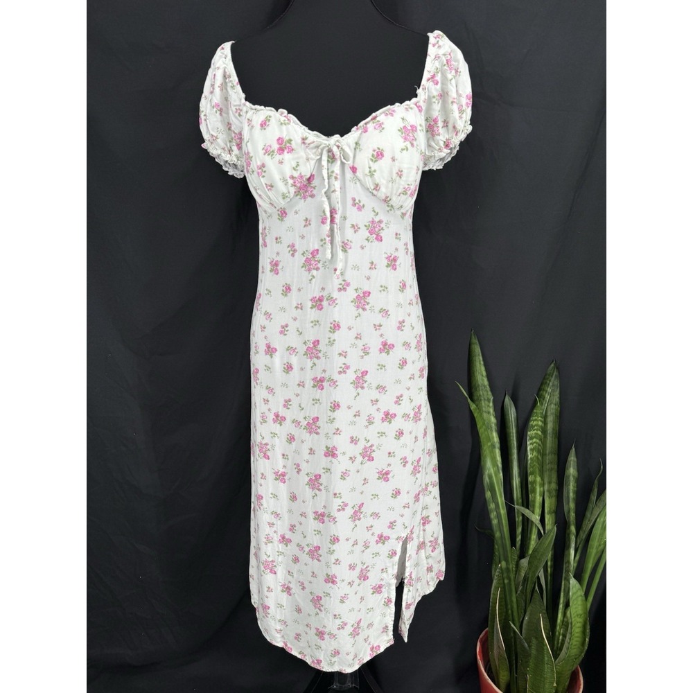 Ditsy Floral Milkmaid Babydoll Dress Midi M Cottage Coquette Wedding Soft Girl